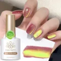 BORN PRETTY ice crystal cat eye gel nail polish in magnetic red brown with yellow shimmer - Amber Red Brown (MY296)