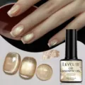 LILY'CUTE MC08 Cat Magnetic Gel, smalto per unghie con perle di vetro oro champagne - MC08