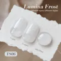 Échantillon de vernis à ongles pailleté blanc gelée TS06 montrant un et deux couches - Lumina Frost (TS06)