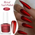 LILY'CUTE red metallic mirror effect nail polish JS12 shade for a high-shine manicure. - JS12-Mirror Flame Red