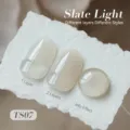 Vernis à ongles gel gelée translucide en Slate Light TS07 montrant 1 et 2 couches - Ardoise Claire (TS07)