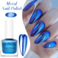 LILY'CUTE Blue Metallic Mirror Effect Nail Polish JS14 High Gloss Professional Finish - JS14-Mirror Bright Blue