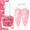 Esmalte de uñas rosa al agua LILY'CUTE WP07 con purpurina en forma de flores para nail art - Esmalte de Uñas a Base de Agua / 07 Rosa con brillo