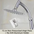 15cm rainfall shower head with large water flow and punch-free aluminum wall mount bracket - 15cm non-pressurized + non-perforated seat