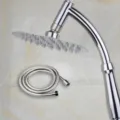 Modern 15cm chrome plated shower head set with 2m flexible stainless steel hose - 15cm non-pressurized +2 m encrypted tube