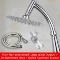 Polished chrome 15cm rainfall shower head with 2m flexible hose and aluminum bracket set - 15cm non-pressurized +2 m encryption tube + aluminum seat