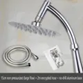 15cm round shower head set with 2m flexible hose and adhesive wall mount - 15cm non-pressurized +2 m encryption tube + non-perforated seat