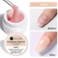 UR SUGAR Extension Nail Gel 15ml in Malt color showing professional before and after results - 09/Malt
