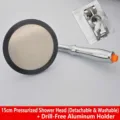 15cm high-pressure handheld shower head set with punch-free aluminum wall bracket - 15cm pressurized disassembly and washing + no punching