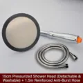 15cm high pressure handheld shower head with 1.5m explosion-proof stainless steel hose - 15cm pressurized disassembly and washing +1.5 m pipe
