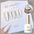 BORN PRETTY Moonlight Katzenauge Magnetisches Gel-Nagellack in schimmerndem MY102 Silber - Keramikweiß (MY102)