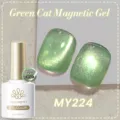 BORN PRETTY Green Cat Magnetic Gel polish MY224 with sparkling glass bead effect - MY224 (Emerald Green Cat Eye)