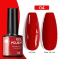 Vernis à ongles gel rouge longue durée SKU 04 avec finitions brillante et mate pour UV/LED - Brillant/Mat / 04 Rouge