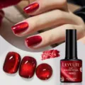 Smalto gel magnetico cat-eye rosso bordeaux LILY'CUTE MC14 flacone e campioni - MC14