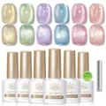 BORN PRETTY 6-color glitter cat eye gel polish set with magnetic wand, 7ml bottles - Set / Streamer Style (M02)