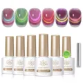 BORN PRETTY 6PCS ice transparent cat eye gel nail polish set with magnetic stick - Set / Firefly Style (M34)