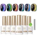 6PCS BORN PRETTY cat eye nail gel set with sparkling translucent magnetic effects - Set / Polaris Style (M05)