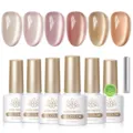 6PCS BORN PRETTY Glass Bead Cat Eye Gel Nail Polish Set in sparkling nude shades - Set / Autumn Fragrance Style (M29)