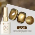 Vernis à ongles gel magnétique œil de chat UR SUGAR CA29 en marron doré scintillant - CA29