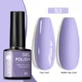 Lavender purple gel nail polish 53 showing both matte and shiny top coat finish effects - Glossy/Frosted / 53 Lavender