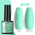 UR SUGAR mint green gel nail polish #63 showing glossy and matte finish effects 7ml - Glossy/Frosted / 63 Mint Green