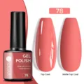 Long-lasting nail gel polish shade 78 in coral pink glossy and matte finishes. - Glossy/Frosted / 78 Coral Pink