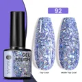Μωβ γκλίτερ βερνίκι gel No 92 με γυαλιστερό και ματ αποτέλεσμα σε πλήρη έκθεση - Γυαλιστερό/Ματ / 92 Μπλε Μωβ Λάμψη