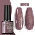 UR SUGAR Glitter Nail Gel Polish Χρώμα 104 με Ματ και Γυαλιστερό Top Coat Τελικό αποτέλεσμα - Γυαλιστερό/Ματ / 104 Σκούρο μωβ με χρυσό γκλίτερ