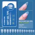 KOSKOE 300pcs matte soft gel nail tips in M-almond shape with 15 sizes and measurements - Medium Almond / 300 Pcs