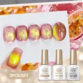 Σετ 3 τεμαχίων BORN PRETTY με top coat σταγόνα νερού και ροζ τζελ νυχιών με εφέ cat eye - Σετ 3 Τεμαχίων 08 / 3 Μπουκάλια
