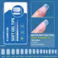 Ultra-thin matte soft gel nail tips in M-Square CIR shape, 15 sizes, 300ct box. - Medium Square Oval / 300 Pcs