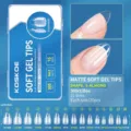 Box of 300 matte soft gel nail tips in S-almond shape featuring 15 different sizes. - Short Almond Style / 300pcs