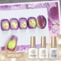 Σετ ημιμόνιμα βερνίκια Born Pretty purple cat-eye με εφέ 3D water drop top coat - Σετ 3 Τεμαχίων 010 / 3 Μπουκάλια