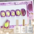 BORN PRETTY 15ml set gel top coat goccia d'acqua per nail art 3D viola design - Set di 3 pezzi / Stile 07