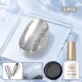 Kit nail art BORN PRETTY 2 pièces pour effet d'ondulation argentée avec top coat - Ensemble 2 Pièces 20 / Ensemble deux pièces
