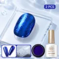 Kit de nail art BORN PRETTY avec top coat effet ondulation et poudre de chrome bleue d'été. - Ensemble 2 Pièces 23 / Ensemble deux pièces