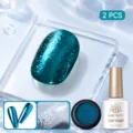 Kit nail art BORN PRETTY 2 pièces avec top coat effet vagues bleu sarcelle - Ensemble 2 Pièces 24 / Ensemble deux pièces