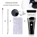 Kit complet de gel d'extension d'ongles avec gel 15g, capsules, pinceau et pousse. - Ensemble de 5 Pièces (5PCS-02) / Blanc naturel