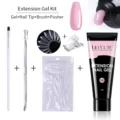 Kit complet de gel d'extension d'ongles avec pinceau, pousse-cuticules et capsules - Ensemble de 5 Pièces (5PCS-04) / Rose