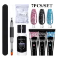 Professionele LILY'CUTE 7-delige nagelverlengingsgelset met glitterkleuren tools - Set 3