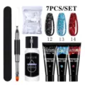Professionele 7-delige LILY'CUTE nagelverlenging gelset met glitterkleuren en tools - Set 6