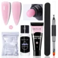 Kit professionnel complet de gel d'extension d'ongles rose avec gel UV et outils - Shade 04 (Pink) / Set de 5 pièces