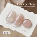 Vernis à ongles jelly TS14 montrant l'effet de 1 et 2 couches avec fini brillant - Rose Cerise Doux (TS14)