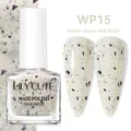 Esmalte de uñas a base de agua blanco crema LILY'CUTE con escamas negras WP15 7ml - Esmalte de Uñas a Base de Agua / 15 Blanco efecto huevo de codorniz