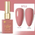 UR SUGAR ST11 dusty rose 1-step gel polish showing both glossy and matte top coat effects - Dusty Rose (ST11)