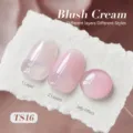 Vernis à ongles gel translucide TS16 rose blush avec différents effets de couches - Rose Crème de Blush (TS16)