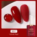 Vernis à ongles gel BORN PRETTY SJ17 Velvet Red avec finitions brillante et mate - Rouge Velours (SJ17)