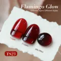 Vernis à ongles professionnel rouge translucide Flamingo Glow TS23 effet brillant - Lueur de Flamant (TS23)