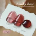 Vernis gel gelée Smoky Rose TS26 montrant différentes couches et un effet translucide. - Rose Fumé (TS26)
