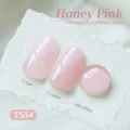 Vernis à ongles gel jelly Honey Pink TS54 montrant 1 et 2 couches fini translucide - Rose Miel (TS54)